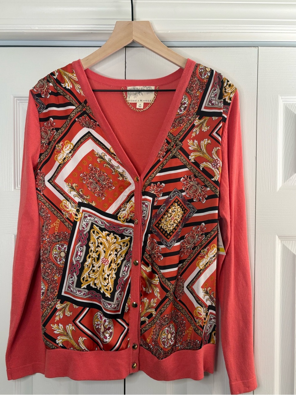 Women’s Debbie Morgan long sleeve vneck sweater cardigan size M NWT